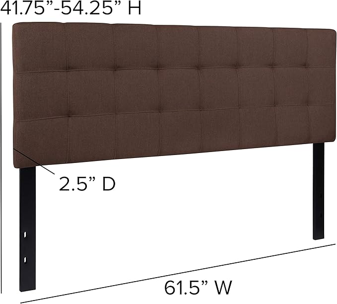 Flash Furniture Bedford Tufted Upholstered Queen Size Headboard in Dark Brown Fabric
