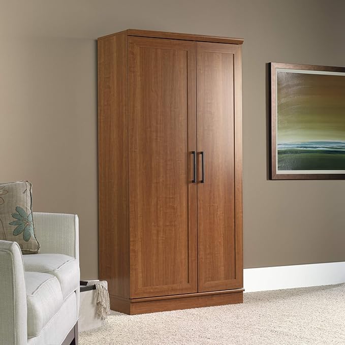 Sauder HomePlus Storage Pantry cabinets, L: 35.35" x W: 17.01" x H: 71.18", Sienna Oak