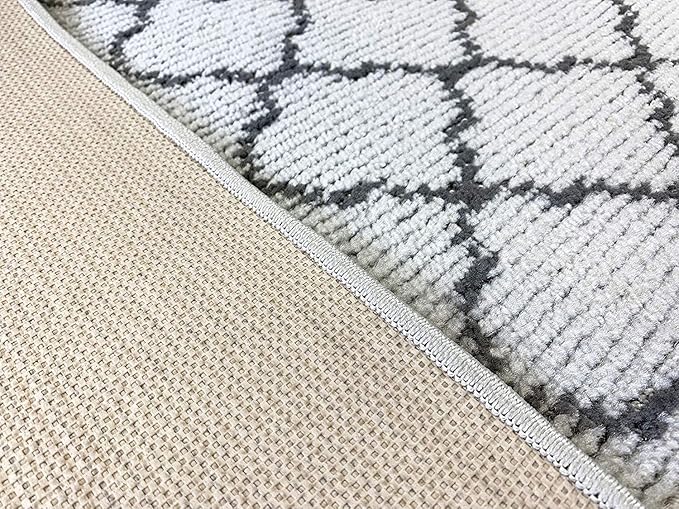 Custom Size Modern Runner Rug Carpet for Hallway Entryway Foyer Kitchen, Slip Resistant Latex Rubber Backed 31 inch Wide X Customized Length, Trellis Grey, 31 inch X 13 feet