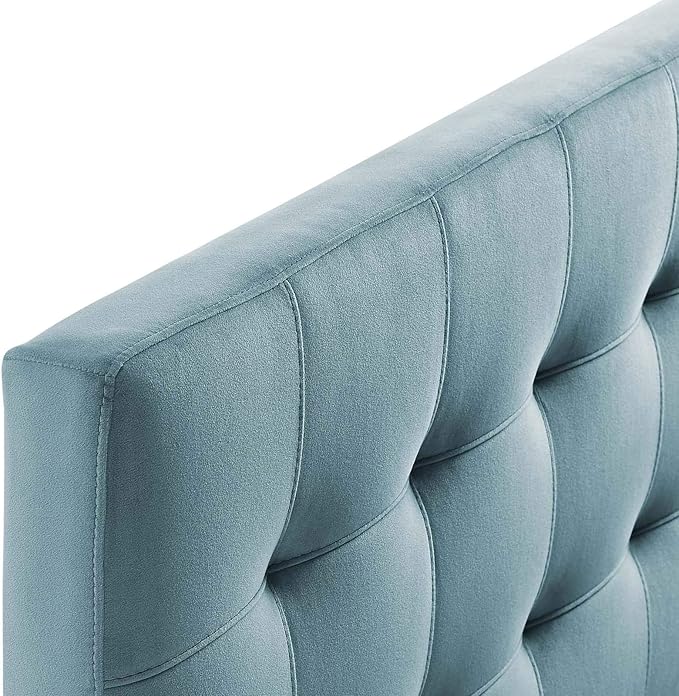 Modway Lily Queen Biscuit Tufted Performance Velvet Headboard, Light Blue