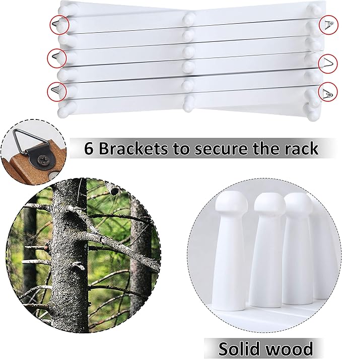 WEBI Accordion Wall Hanger,Wooden Expandable Coat Rack Wall Mounted,Accordion Hat Rack for Wall,Accordion Hook Rack for Hats,Caps,20 Peg Hooks,White