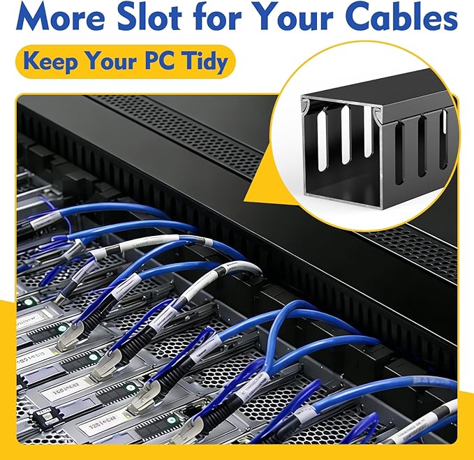 Open Slot Wiring Raceway Cable Duct, 30.8in Cable Management Channel Cord,Desk Wire Channel, Under Desk Cable Management to Hide Cables, Wires for Computers (Black, 1.97" Hx1.97 W, 15.4''L(2 Pc))