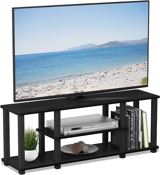Furinno ‎20 Pounds Turn-N-Tube No Tools 3D 3-Tier Entertainment TV Stand up to 50 inch TV, Square Tubes, Americano/Black