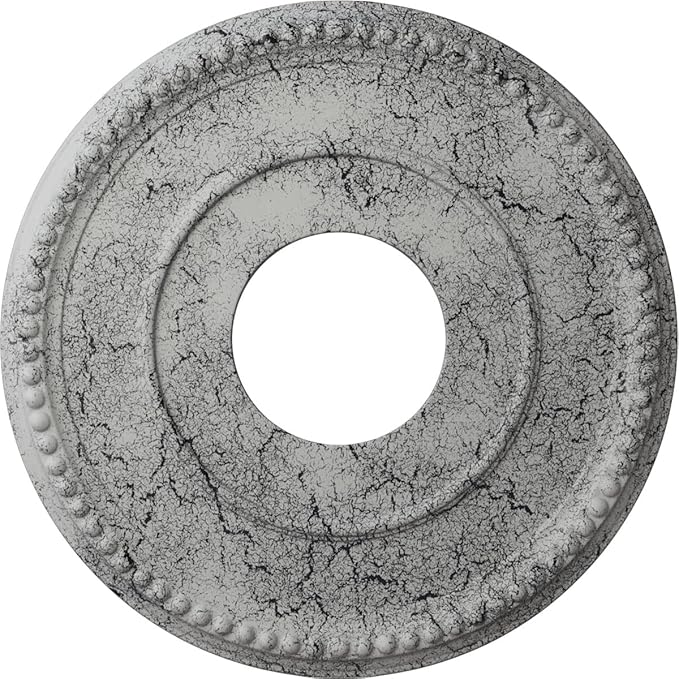 Ekena Millwork CM12BRUWC Bradford Hand-Painted Ceiling Medallion , Ultra Pure White Crackle