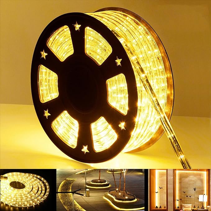 150ft LED Rope Lights Outdoor, 1080 LED Connectable and Flexible Tube Lights with 8 Modes, Waterproof LED Rope Lighting for Garden, Patio, Bedroom, Party, Pool, Indoor Outdoor Decoration (Warm White)