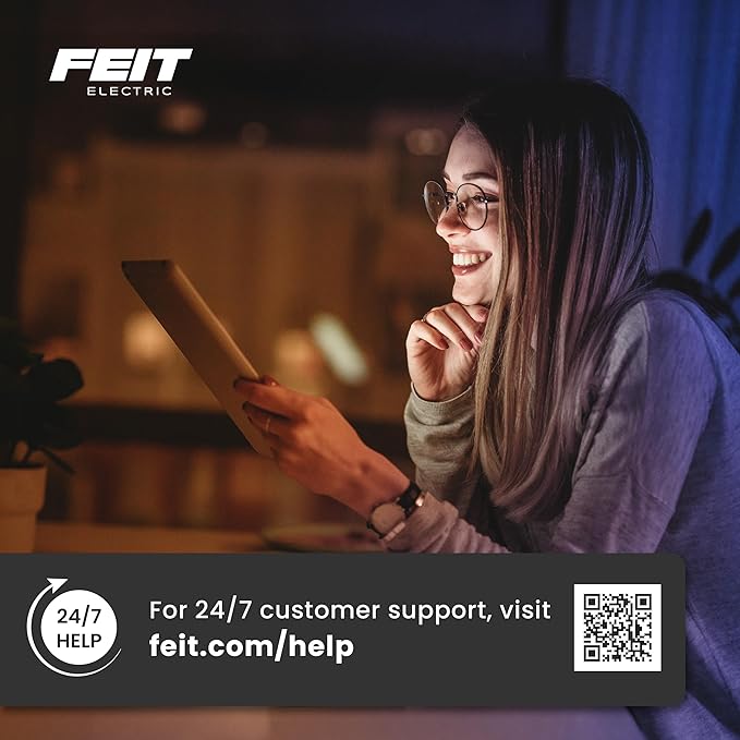 Feit Electric BR30 Smart LED Light Bulb, 60W Equivalent, Tunable White, Wi-Fi Enabled, Alexa & Google Home Compatible, E26 Base, 90+ CRI, Non-Dimmable, 800 Lumens, 25,000-Hour Lifetime, BR30/CCT/CA/AG