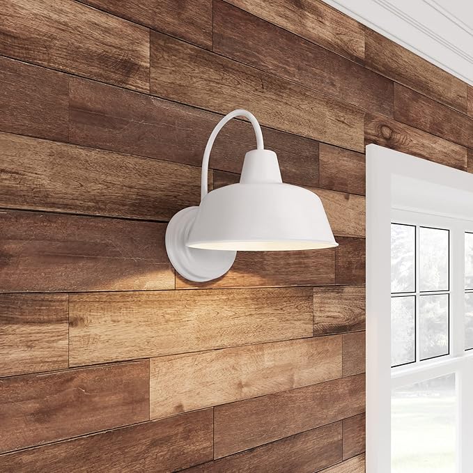 Design House Mason 1-Light Indoor/Outdoor Wall Light with Metal Shade, Dimmable, Wet Rated for Porch, Patio, and Garage, 579359