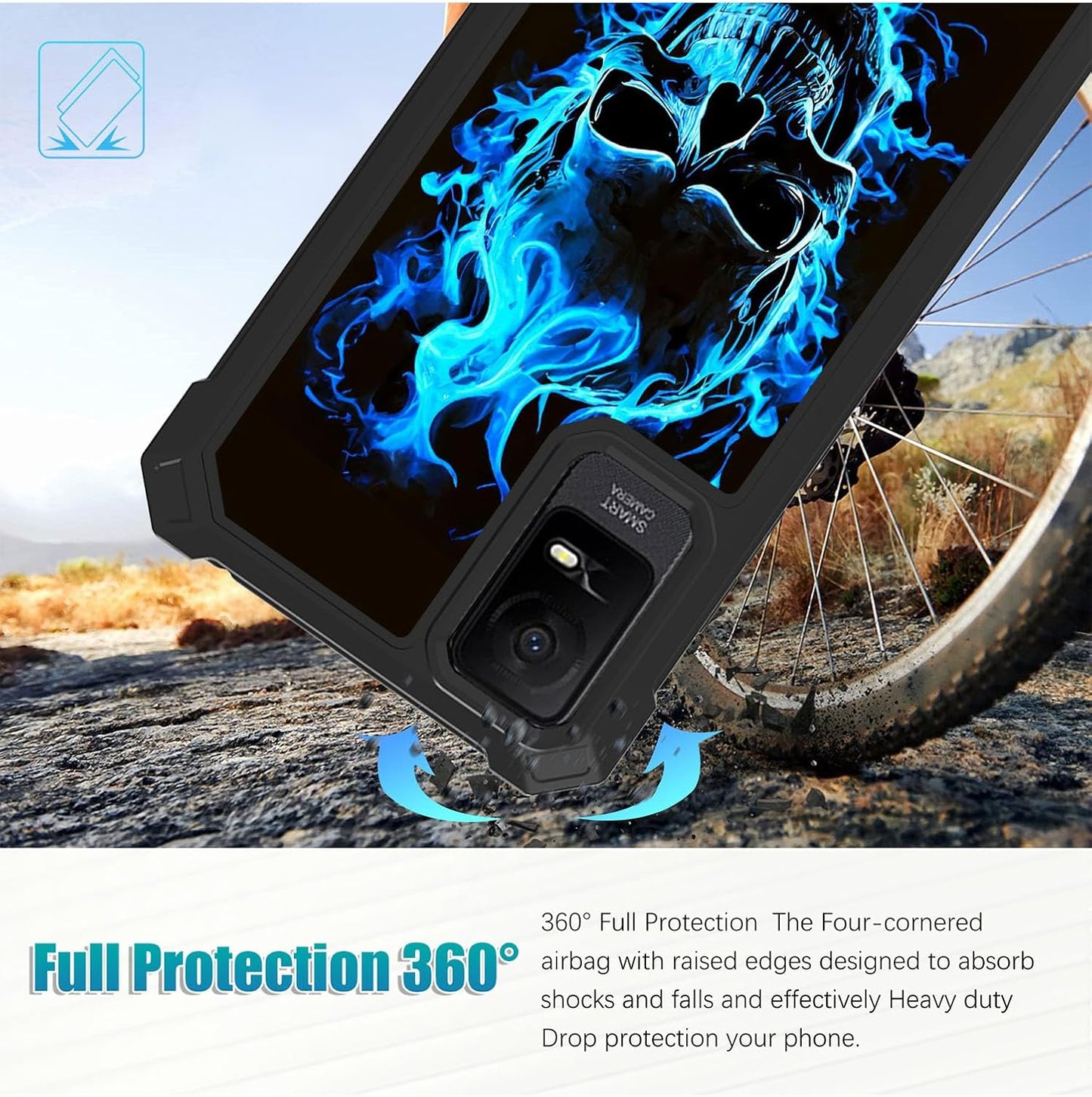for TCL ION X Case, Heavy Duty Rugged Hard PC & Soft TPU Bumper with Glass Screen Protector for TCL ION X/ION V/40Z -