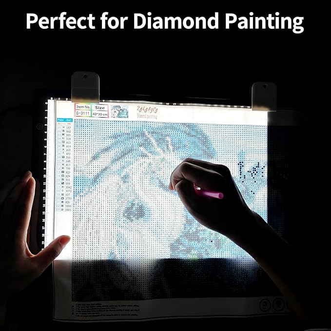 A4 LED Light Box for Tracing, elice Artist Drawing Lightbox Light Table Light Pad Light Copy Board, Up to 8000 Lux Super Bright Lightpad for Cricut Weeding Vinyl, Diamond Painting, Sketching (White)