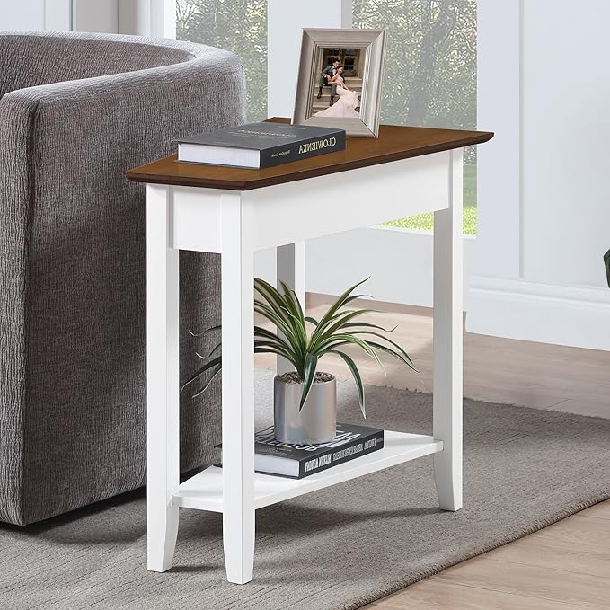 Convenience Concepts American Heritage Wedge End Table 24" - Classic Living Room Table with Storage Shelf,Side Table for Family Room, Bedside Table, Driftwood