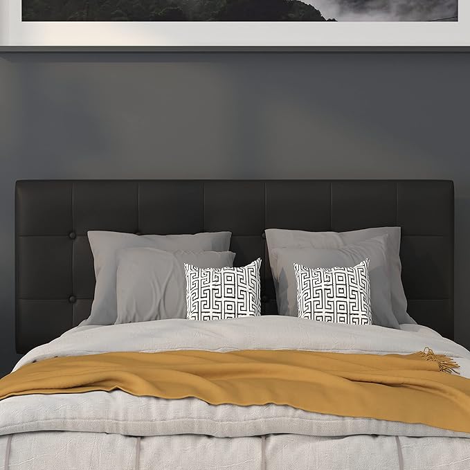 Flash Furniture Lennox Tufted Upholstered Full Size Headboard in Black Vinyl
