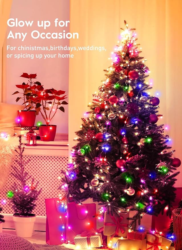 Fairy Lights Plug in, 33FT 100LEDs USB Twinkle Lights with Timer and Remote, Starry String Lights 8 Modes for Wreath Wedding Party Indoor Christmas Decoration, Multicolor