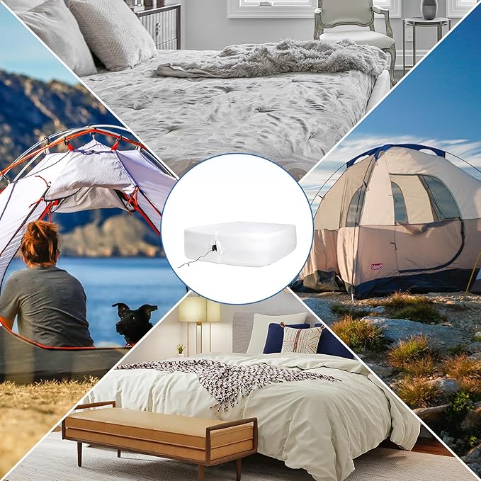 Bedecor Fitted Sheet for Air Mattress Inflate Without Disassembly Convenient & Firm Deep up to 21" White -Queen
