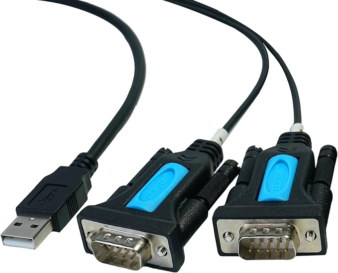 2 Port Professional FTDI CHIP USB to RS232 Serial Cable DB9 Serial Adapter Converter 9-Pin Male to Male with Thumbscrews (W/Thumbscrews, 2 RS232 Port)