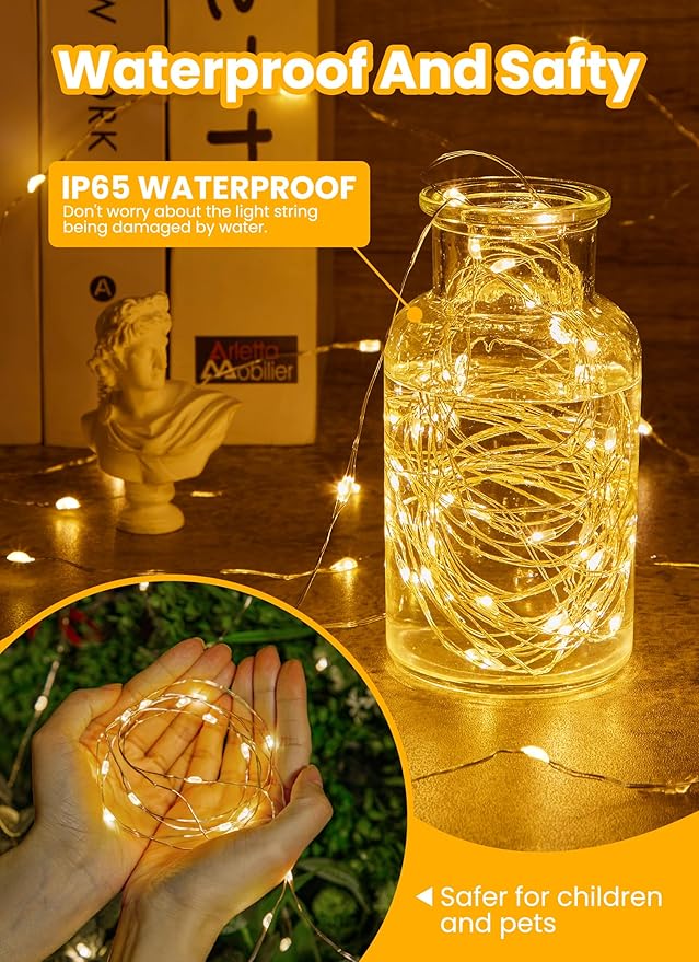 Fairy Lights with Remote, 8 Modes & Timer, 66 Feet 200 Led Christmas Light Twinkle Lights Plug in, Waterproof String Lights for Bedroom Decor Home Girl's Room Garden Party Christmas Decorations