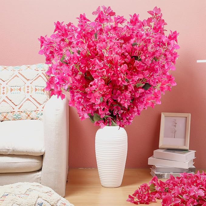 16 Pcs Artificial Bougainvillea Flowers Garland Totally 61.94 ft Fake Silk Bougainvillea Vines Long Plant Faux Wreaths for Centerpieces Runner Wedding Arch Wall Decorations