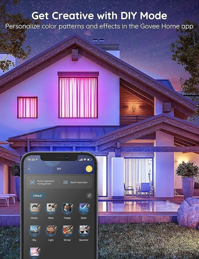 Govee LED Strip Lights 100ft, LED Lights for Bedroom, WiFi RGB LED Lights work with Alexa and Google Assistant, 64 Modes and Music Sync, Strip Lights for Indoor, Home Decor, 2 Rolls of 50ft
