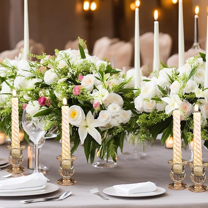 Foaincore 90 Pcs Candlestick Holders Bulk 2.5 Inch Taper Candle Holder for Table Centerpiece Thick Glass Ritual Candle Stand for Wedding Christmas Valentines Festival Party Decorations (Clear)