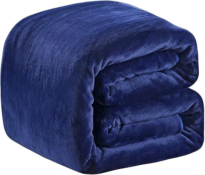 Fleece Blanket Queen Size 350GSM Lightweight Throw for The Bed Extra Soft Brush Fabric Super Warm Sofa Blanket 90" x 90"(Royal Blue Queen)