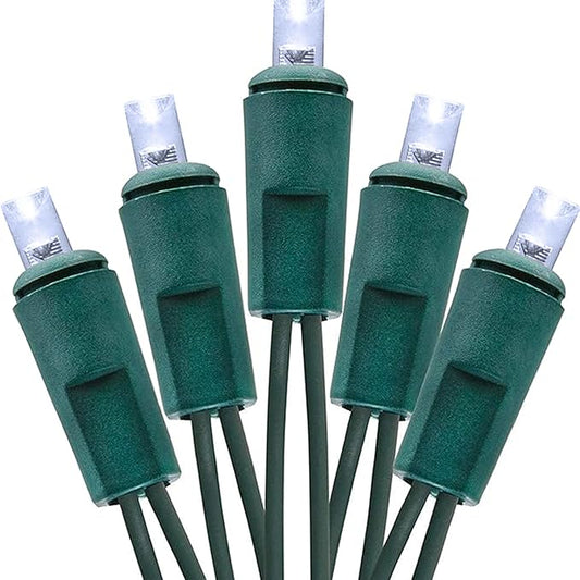 Holiday Essence 60 LED Mini Christmas Lights Cool White Green Wire String Lighting Indoor Outdoor Xmas Tree Garden Holiday Party Decor UL Certified Indoor & Outdoor String Lights