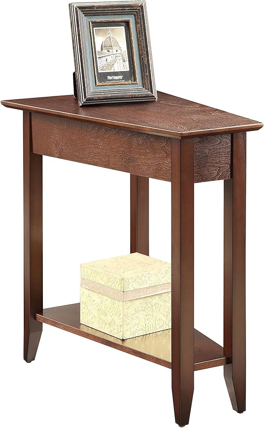 Convenience Concepts American Heritage Wedge End Table 24" - Classic Living Room Table with Storage Shelf, Side Table for Family Room, Bedside Table, Espresso