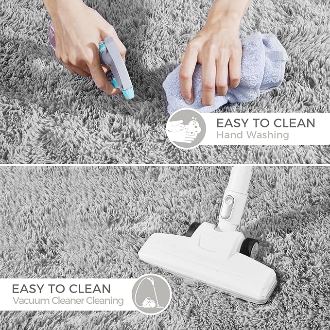 Ultra Soft Rug for Living Room, 4X6 Fluffy Shag Area Rug for Bedroom, Modern Shaggy Carpets Fuzzy Rug for Teens Dorm Nursery Home Decor Aesthetic, Upgrade Anti-Skid Durable, Light Grey