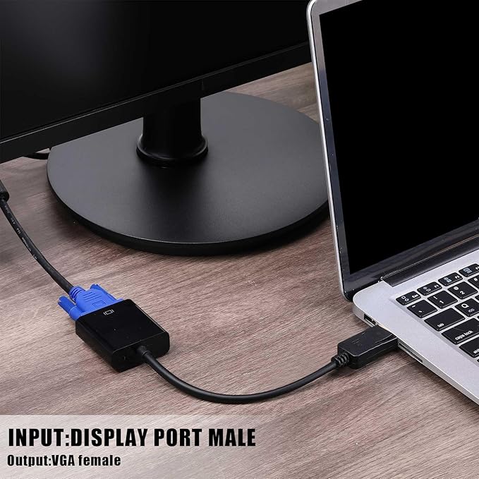 Yunsailing 20 Pack DisplayPort to VGA Adapters Gold Plated Compatible with Laptop Monitor PC Projector