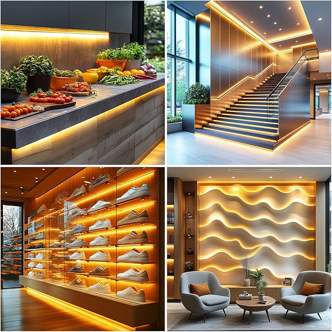 Short Led Strip Lights 5V USB LEDs Display Cabinet Lighting COB LED Strip Light 3000K Warm White Not Dimmable Flexible Small led Lights for DIY Home LED TV Lights Indoor Use (3.28FT/1M)