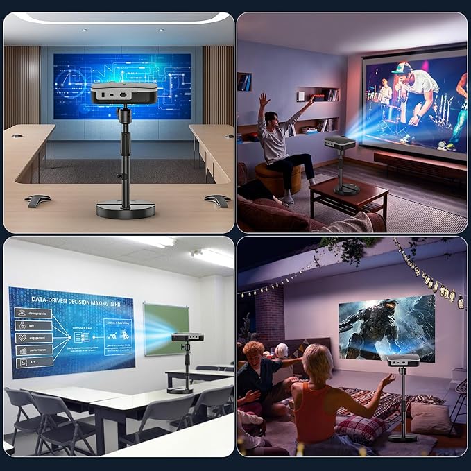 Desktop Projector Stand Table, 11" - 17.7" Extendable Height Stand with Heavy-duty Base and 1/4" Ball Head, 360° Rotation Webcams Projector Mount Holder for Home, Office, Outdoor Projection