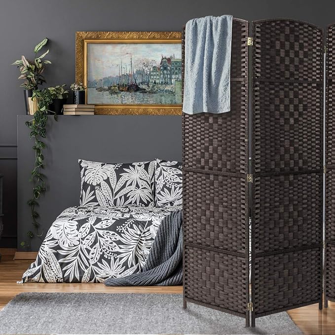 Sorbus 6 Panel Room Divider 6 ft. Tall - Privacy Screen, Extra Wide Double Hinged Panels, Diamond Double-Weaved, Partition Room Dividers and Folding Privacy Screens, Wall Divider for Room Separation
