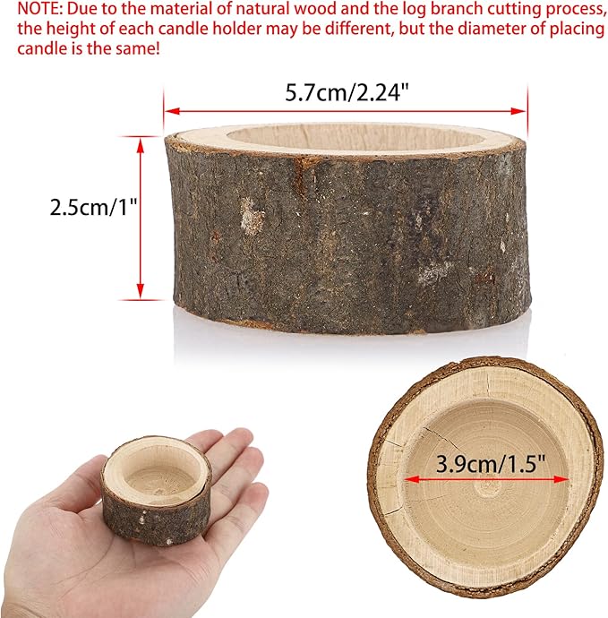 OwnMy Set of 24 Wooden Tea Light Candle Holders Votive Candle Holders, Rustic Wooden Pillar Candle Stands Vintage Wooden Tealight Holders Set Candle Centerpieces for Dining Table Wedding Party, 1" H