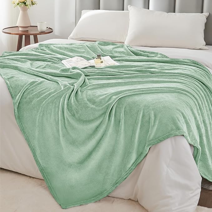 BEDELITE Throw Blanket for Couch and Bed - 300GSM Luxury Plush Cozy Fleece Blanket 50x60 Inches Mint Green, Soft Lightweight Blanket for Travel Camping