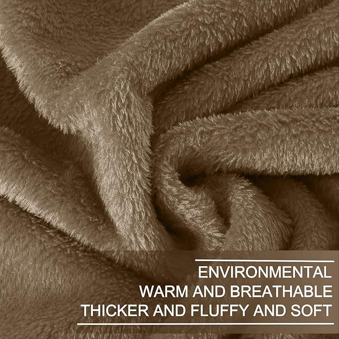 Fleece Blankets for All Season - Premium Lightweight Anti-Static Throw for Travel Size Bed Extra Soft Brush Fabric Warm Sofa Thermal Blanket 51" x 60"(Taupe)