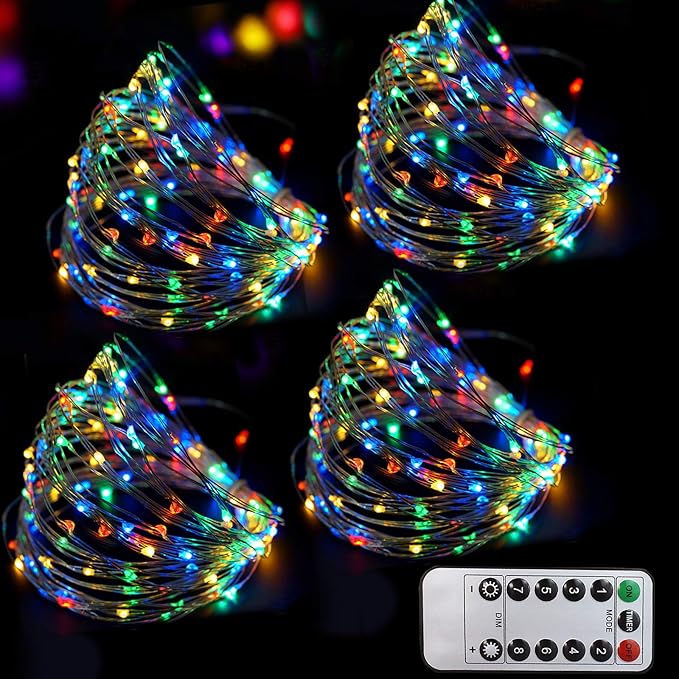 Bright Zeal 66 Ft 200 LED 8 Mode Multi Colored Christmas Fairy Lights Battery Operated with Remote Control Christmas Lights Outdoor Multicolor Waterproof -Twinkle LED String Lights Colorful