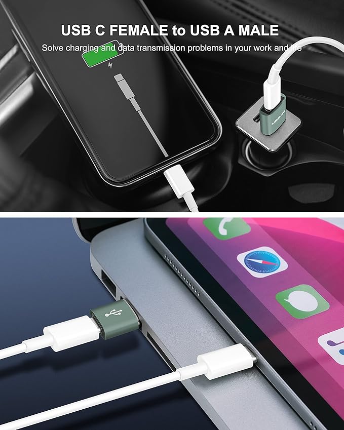 Upgraded USB C Female to USB A Male Adapter,Type C to USB A Charger Cable Converter for Apple iWatch 7 AirPods,MacBook,iPhone 12 13 14 15 Series,iPad mini 6,Samsung Galaxy S20 S21 S22 (3Pack DG)