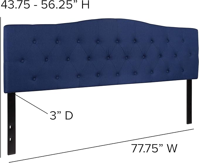 Flash Furniture Cambridge Tufted Upholstered King Size Headboard in Navy Fabric