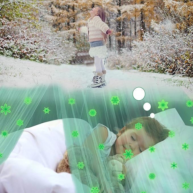 South to East Bed Canopy for Girls with Glowing Snow in The Dark, Cyan Princess Bed Curtains for Kids Bed & Toddler Bed, Twin, Full & Queen, Mosquito Net Canopy for Girls