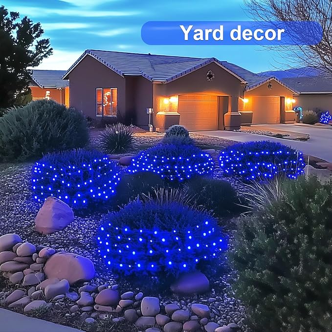 JMEXSUSS 8 Pack 50 LED Blue Fairy Lights Battery Operated Halloween Christmas Decorations