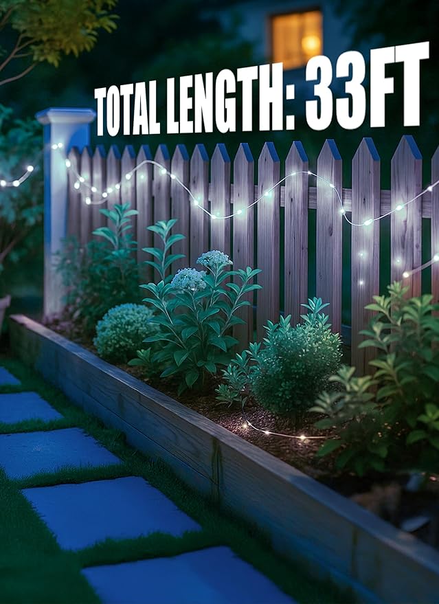 Minetom Solar String Lights, 4 Packs Total 132Ft 400 LED Solar Fairy Lights, Waterproof Solar Lights for Outside Patio Yard Tree Wedding Christmas, Pure White