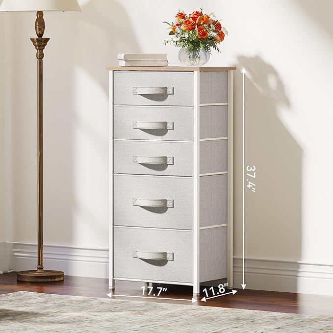 YITAHOME 5 Drawers Dresser - Fabric Dresser, Organizer Unit for Living Room, Closets(Pink)