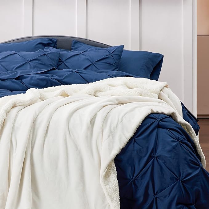 Bedsure GentleSoft Sherpa Fleece Throw Blanket Twin Size for Couch - Thick and Warm, Soft Fuzzy Plush Twin Blanket for Winter, Cream, 60x80 Inches