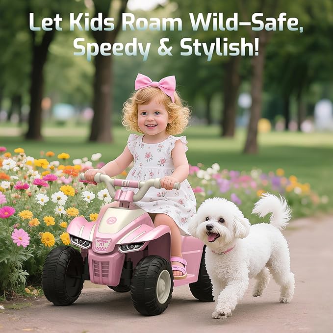 Gotrax RT1 Ride on Toys for Toddlers 1.5-3, Safe 12V Lead-acid Battery up to 80 Minutes, Forward/Reverse 2 Gears, Max 1.5MPH Speed&8" Big Tire, Electric Vehicle ATV Car Best Gift for Age1.5–3 Boy Girl