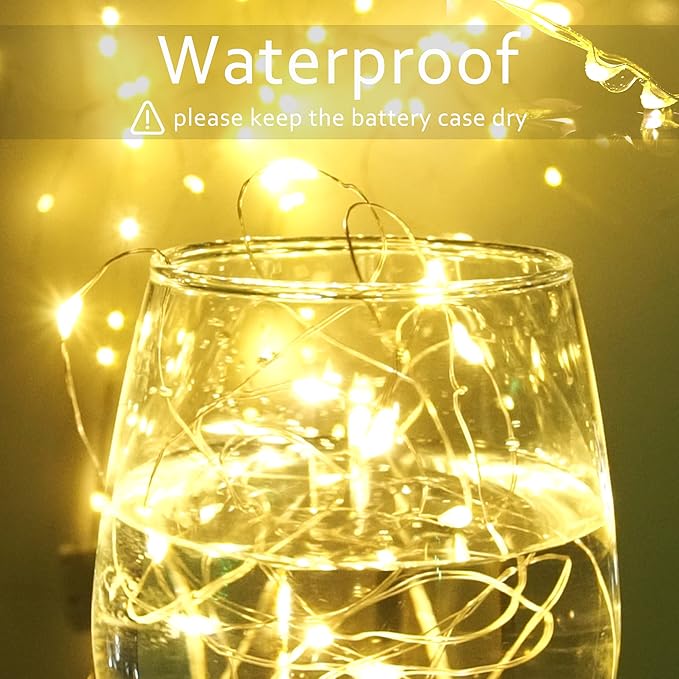 SmilingTown 15 Packs 20 LED Fairy Lights Battery Operated - 6.6FT Silver Copper Wire Waterproof Starry String Light for DIY Party Christmas Costume Wedding Easter Table Decorations (Warm White)
