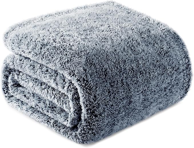 Exclusivo Mezcla Plush Fuzzy Fleece Throw Blanket Extra Large, Super Soft, Fluffy and Warm Blankets for Couch, Bed, Suitable for All Seasons (50x70 Inches, Mixed Navy Blue)