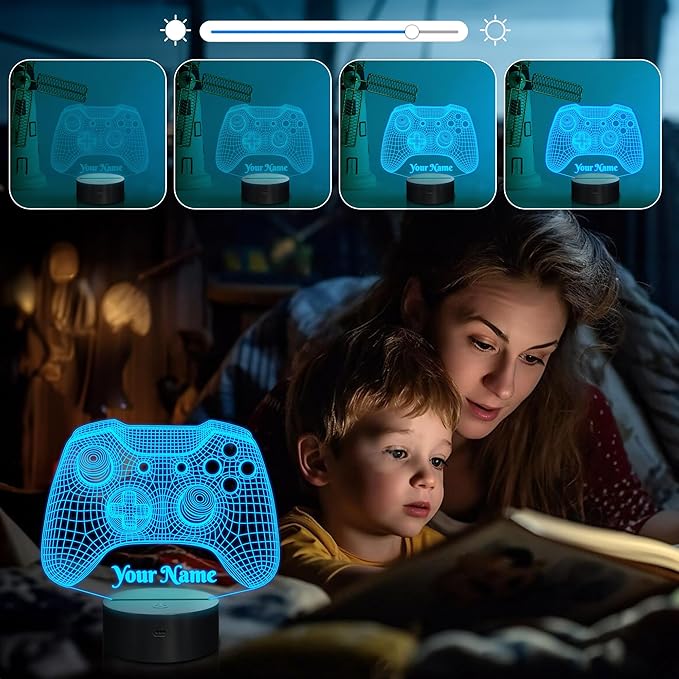 Attivolife Personalized 3D Game Theme Night Light, Table Desk Lamp Engraved Name Letter, Multicolor Custom LED Best Home Decor Birthday Christmas Gifts Toys for Boys Girls Kids