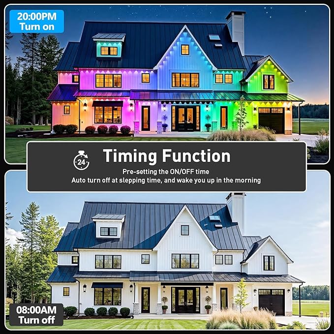 LETIANPAI 150FT Permanent Outdoor Lights,RGB Eaves Lights with App Control Remote,DIY Scene Modes IP67 Waterproof Outdoors Under Eave Lighting,Outdoor Light for Garden Decor