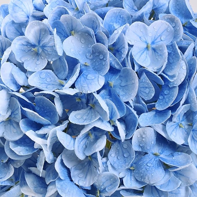 6 Pcs Real Touch Hydrangea Artificial Flowers, 21" Blue Full Faux Hydrangea Flowers Latex Fake Flowers for Home Decor Party Floral Arrangements Wedding Bouquets Centerpieces Outdoor Decor