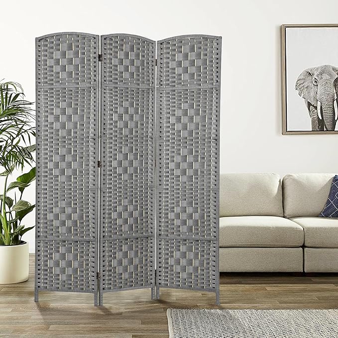 Rose Home Fashion 6 ft Tall Room Divider, Room Dividers and Folding Privacy Screens, 15.7in Privacy Screen 3 Panel Partition Temporary Wall Separation for Private, Grey
