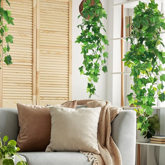 RECUTMS Fake Vines 4pcs Artificial Ivy Hanging Plant Silk Leaves Faux Greenery Garland for Room Indoor Outdoor Garden Door Wall Baskets Wedding Party Table Balcony Decor