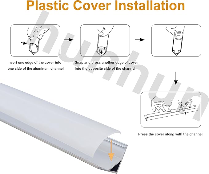 hunhun 10-Pack 6.6ft/ 2Meter V Shape LED Aluminum Channel System with Milky Cover, End Caps and Mounting Clips, Aluminum Profile for LED Strip Light Installations, Very Easy Installation